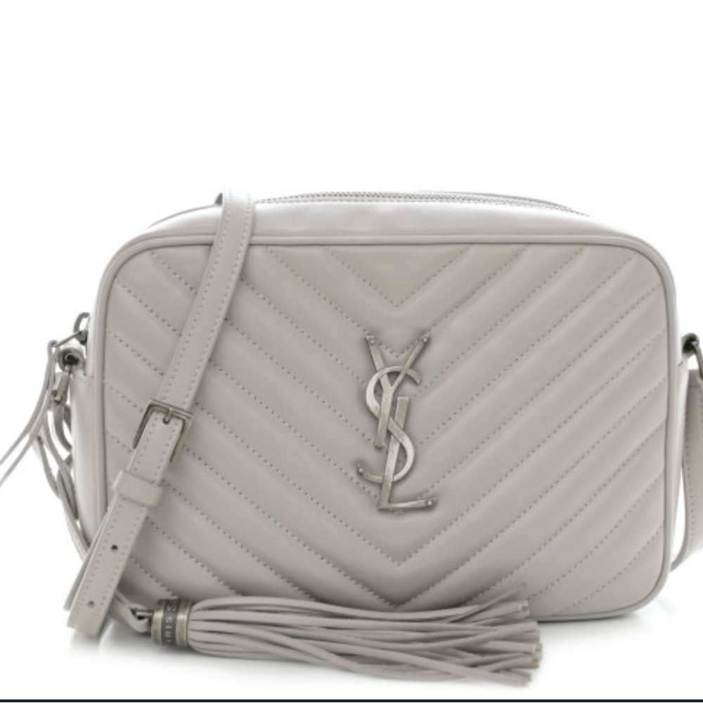 Yves Saint Laurent Gray Quilted Crossbody Bag with Tassel